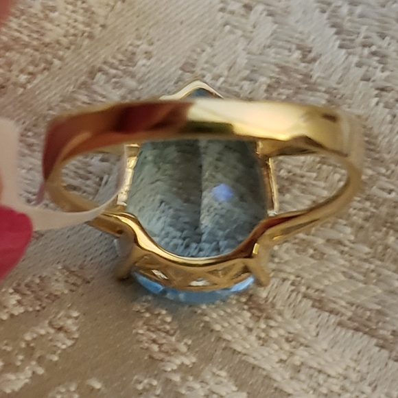 Sz 9, Swiss Blue Topaz, 18K gold over 925 Silver, 11.50 TCW, NWT - Picture 8 of 13